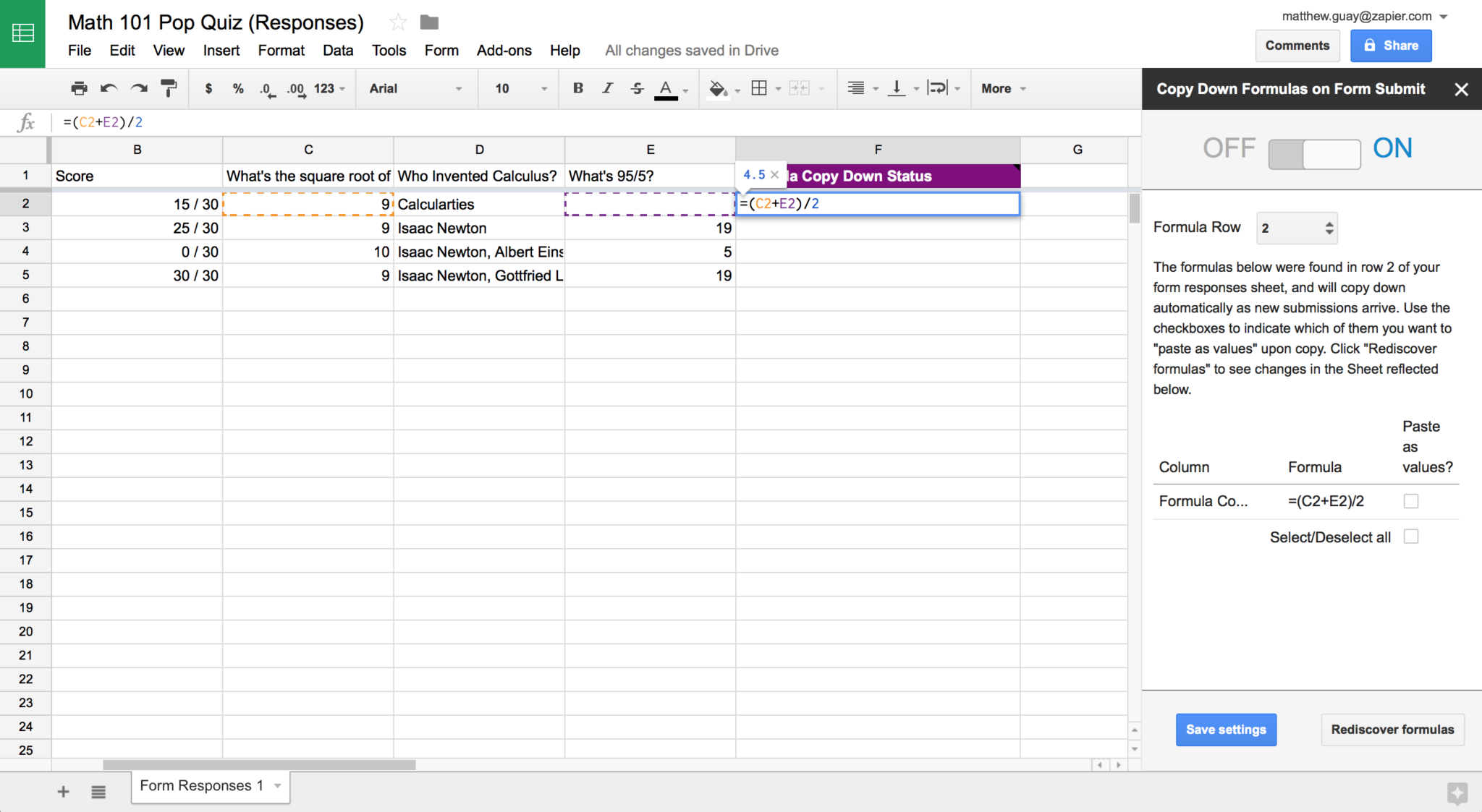 Google Spreadsheet Formulas in Education Zapier