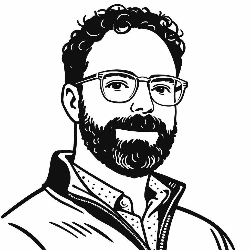 Illustrated line portrait of Danny Bauer, founder of Better Leaders Better Schools